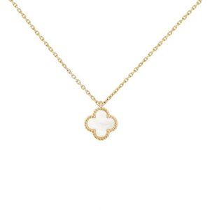 Mini Clover Quatrefoil Necklace, Sweet Alhambra, Mother of Pearl & Gold, New
